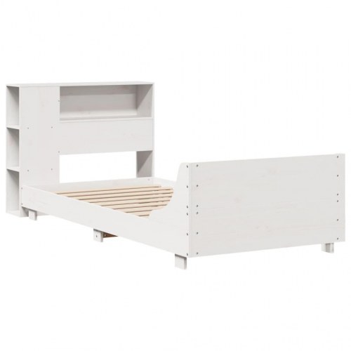 Sengeramme uden madras 90x200 cm massivt fyrretræ hvid