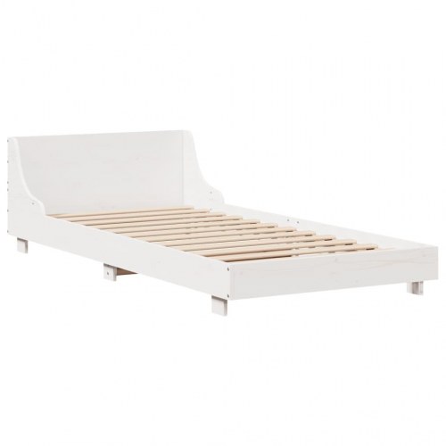 Sengeramme uden madras 90x200 cm massivt fyrretræ hvid