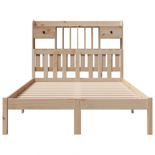 Seng med reol 135x190 cm - massivt fyrretræ, lamelbund