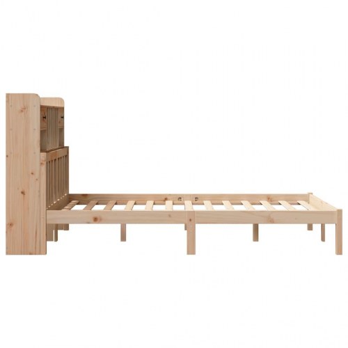 Seng med reol 135x190 cm - massivt fyrretræ, lamelbund