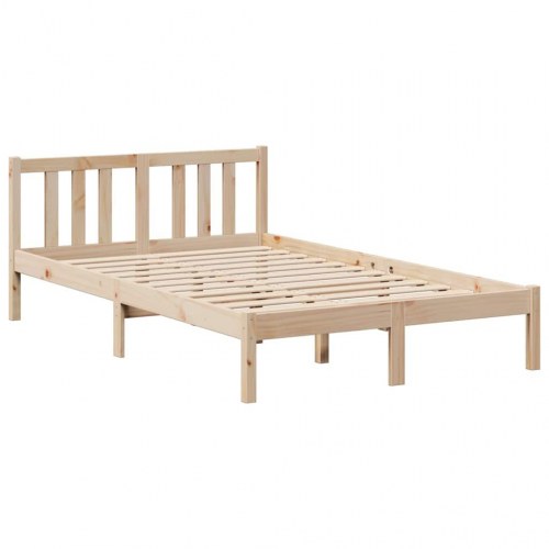 Seng med reol 135x190 cm - massivt fyrretræ, lamelbund