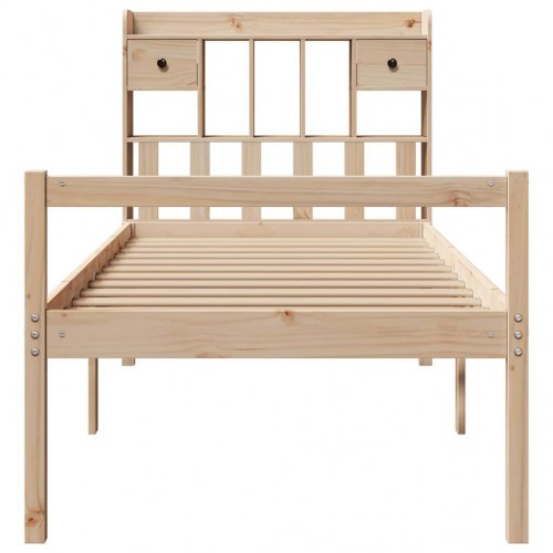 Seng med reol uden madras 90x200 cm - massivt fyrretræ