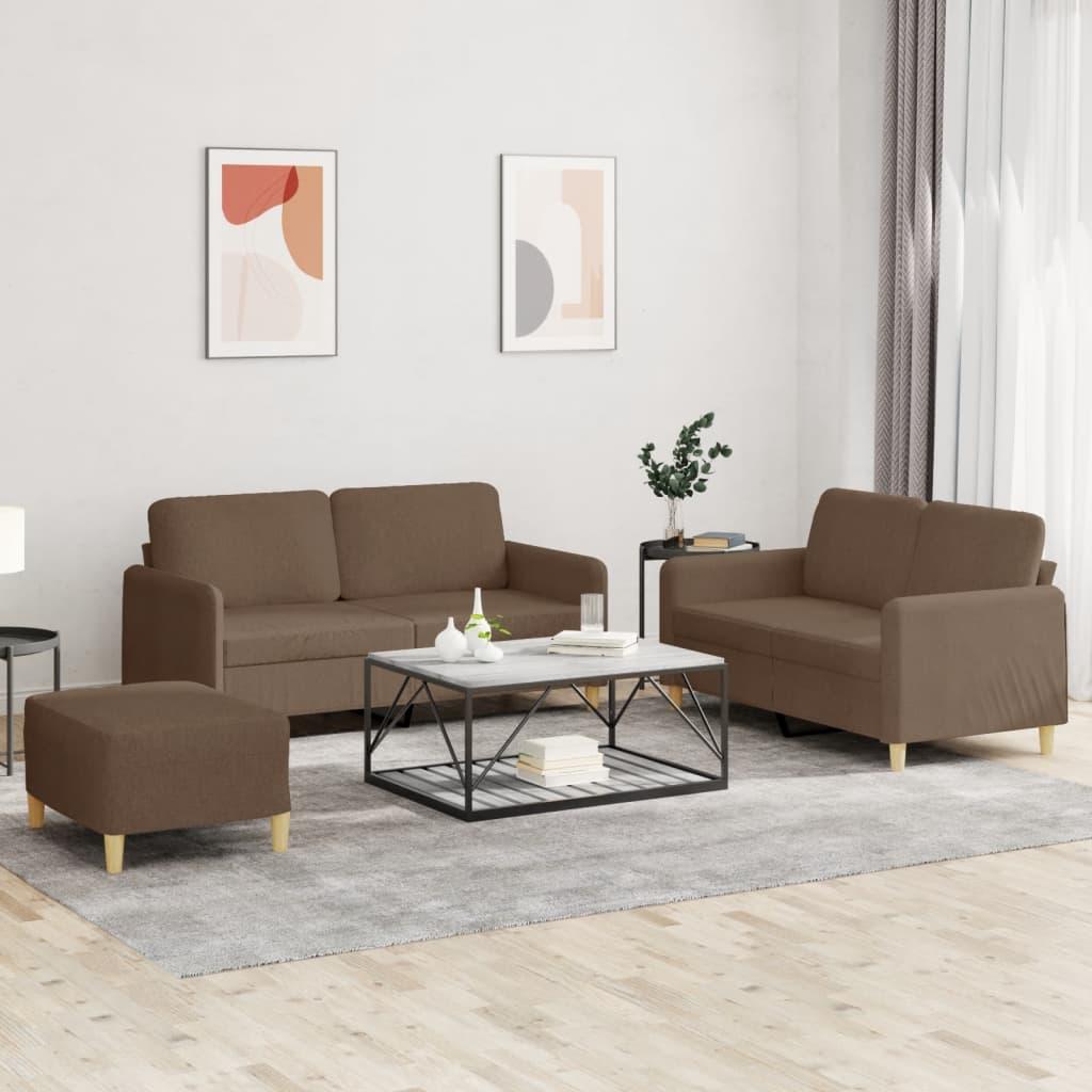 vidaXL sofasæt 3 dele med hynder stof brun
