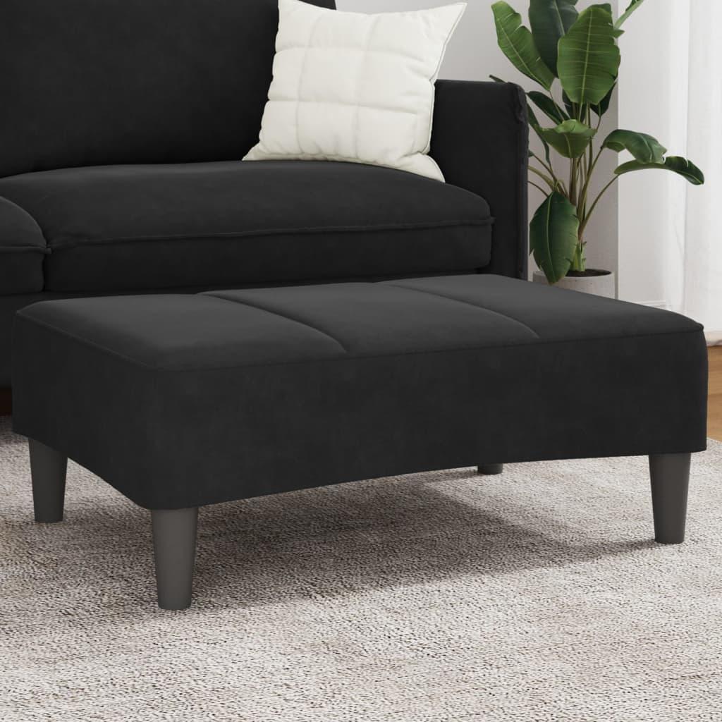 Fodskammel i velour - 77 × 55 × 31 cm, sort