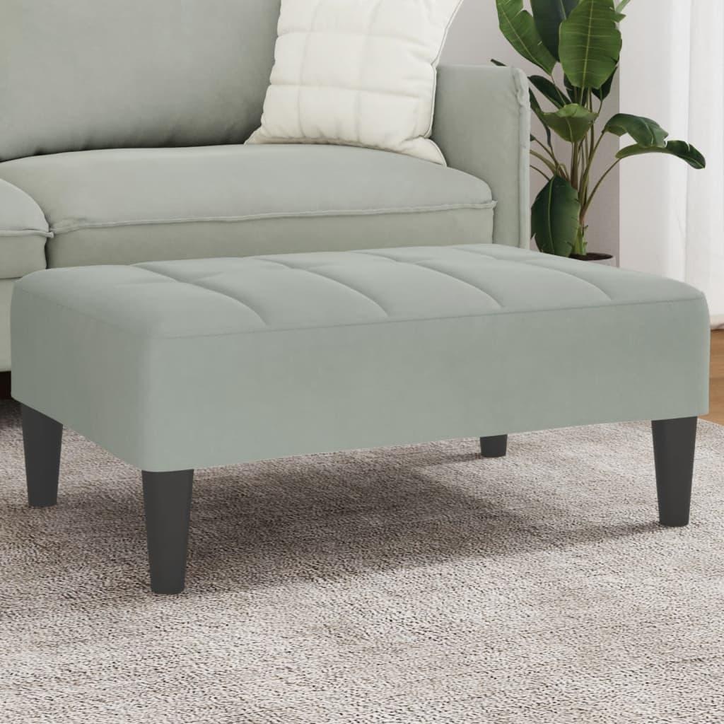 Fodskammel 77x55x31 Cm Velour - Lysegrå