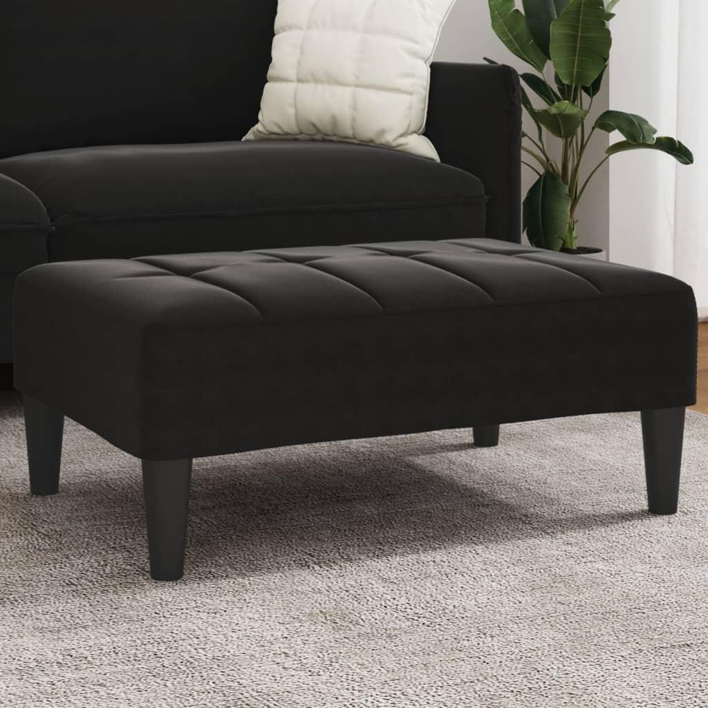 Fodskammel i velour 77 x 55 x 31 cm - sort taburet