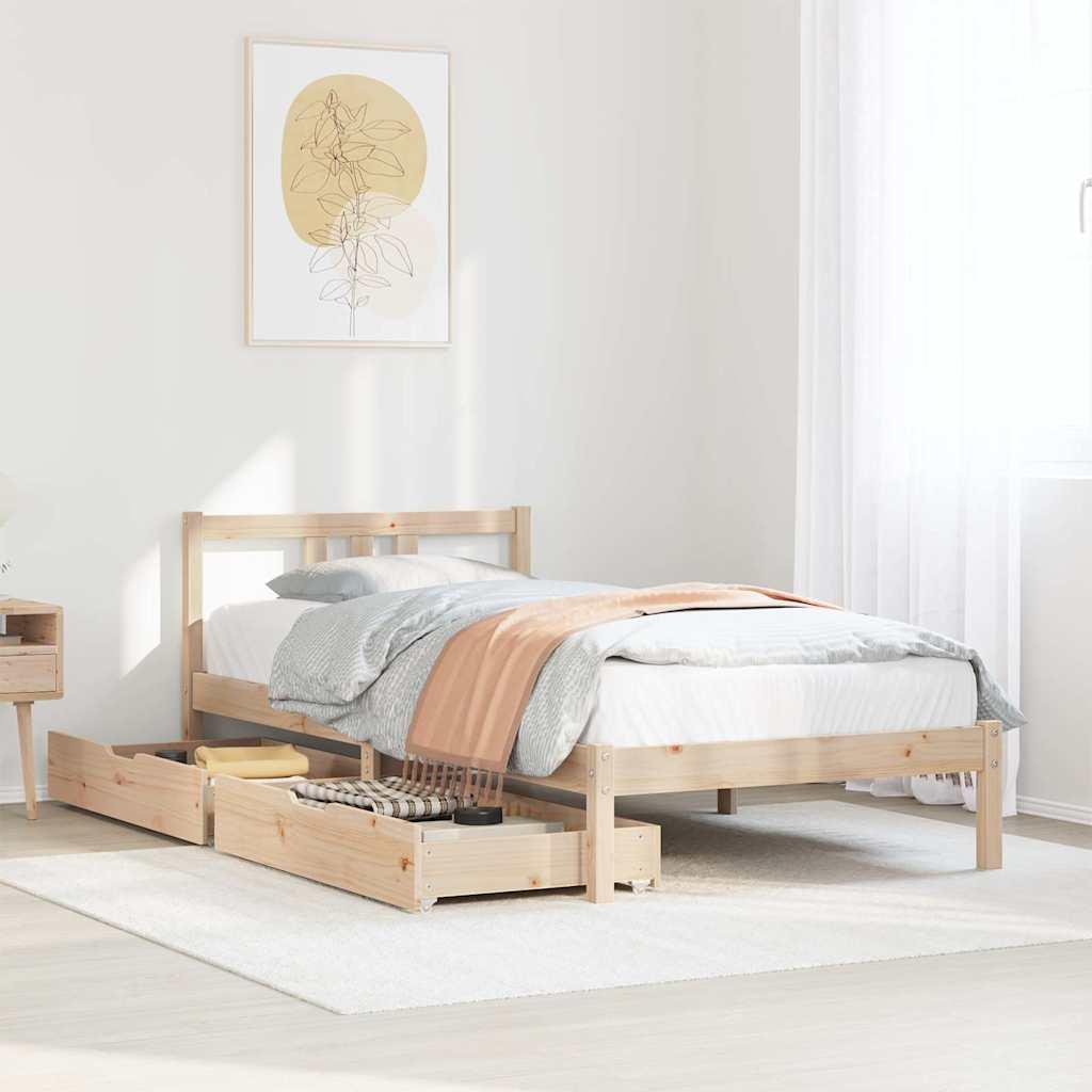 Sengeramme Uden Madras Massivt Fyrretræ - Naturfarvet / 75 x 190 cm