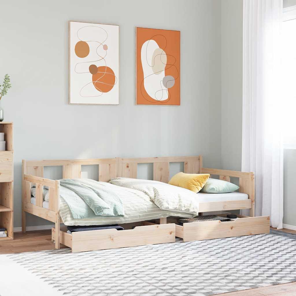 Daybed Med Skuffer Massivt Fyrretræ - 90 x 190 cm