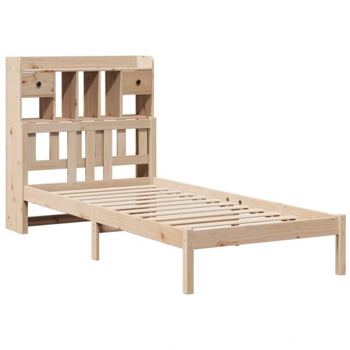 Seng med reol uden madras 75 × 190 cm - massivt fyrretræ