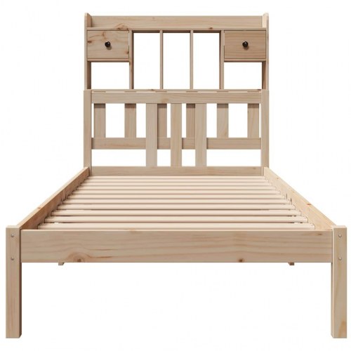 Seng med reol uden madras 75 × 190 cm - massivt fyrretræ