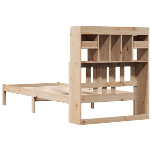 Seng med reol uden madras 75 × 190 cm - massivt fyrretræ