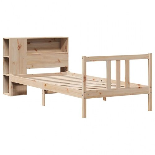 Enkeltseng med reol uden madras 75×190 cm - massivt fyrretræ