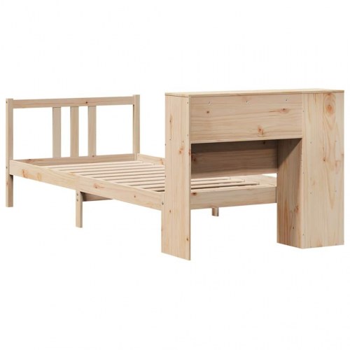Seng med reol uden madras 90x190 cm massivt fyrretræ