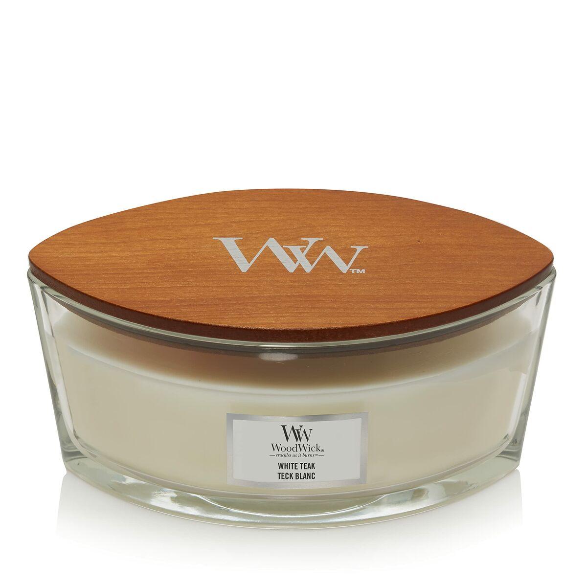 Woodwick Core Ellipse Duftlys White Teak 453