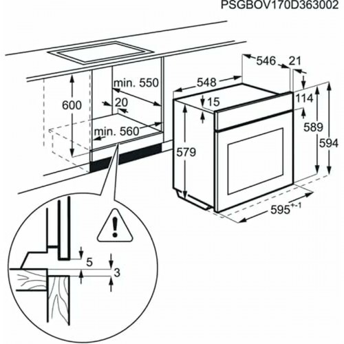 Indbygningsovn AEG BEK435120W - 71 l, 3.000 W, A+