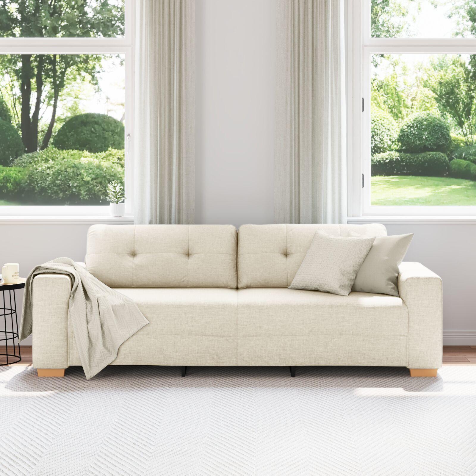 Sofaer Beige Stof Stor 3-personers sofa Rektangulær Stilfuld