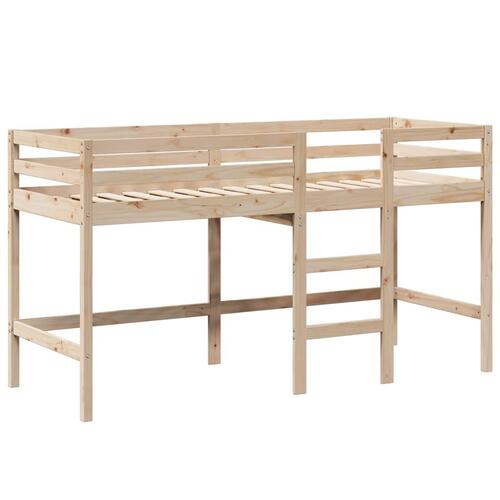 Højseng med stige og tag 90x190 cm massivt fyrretræ