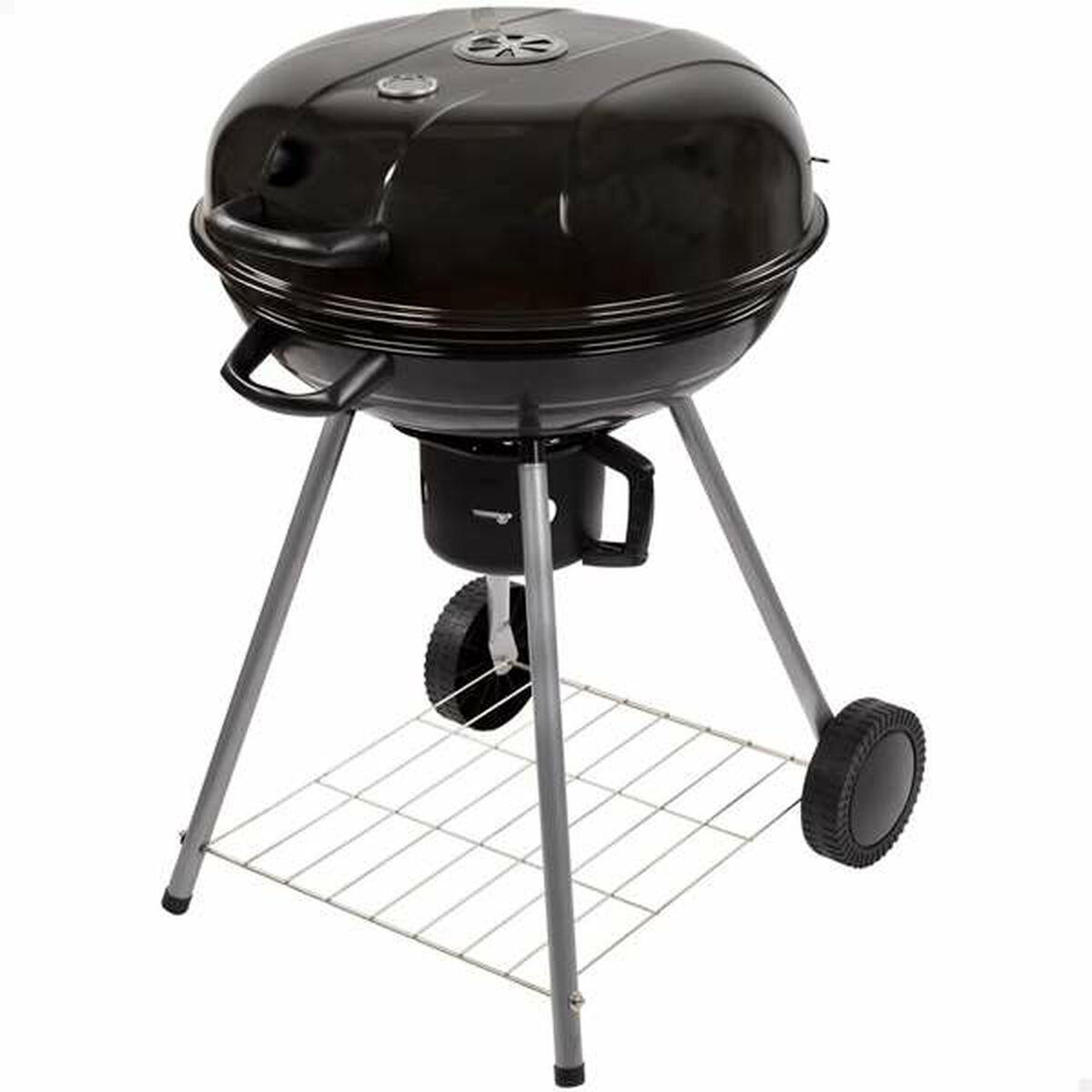 Aktive kulgrill med låg og hjul - 57 × 86 cm, sort
