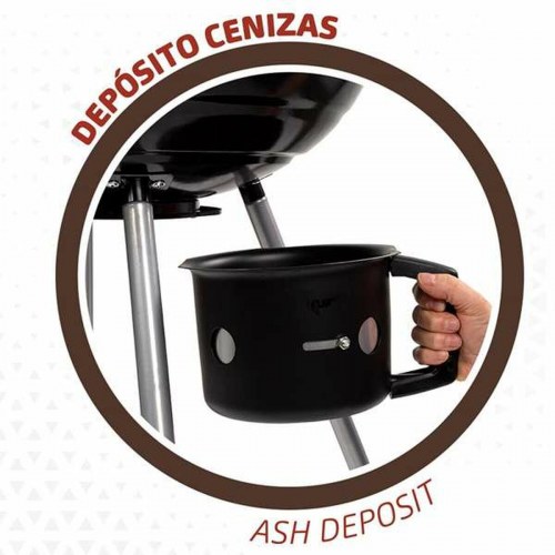 Aktive kulgrill med låg og hjul - 57 × 86 cm, sort