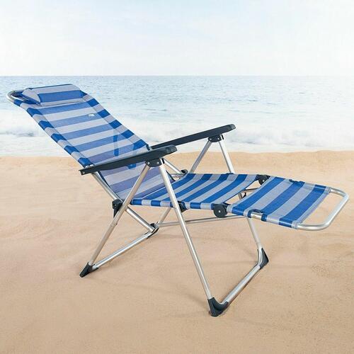 Liggende lounder Colorbaby tekstil Aluminium Blå Hvid 149 x 49 x 78 cm