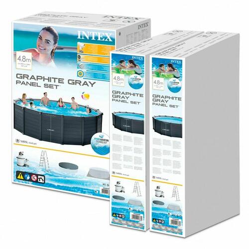 Rundt Bassin med Filtersystem Intex 478 x 124 cm 16.500 l Cirkulær