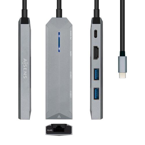 USB Hub Aisens ASUC-5P003-GR Grå 100 W