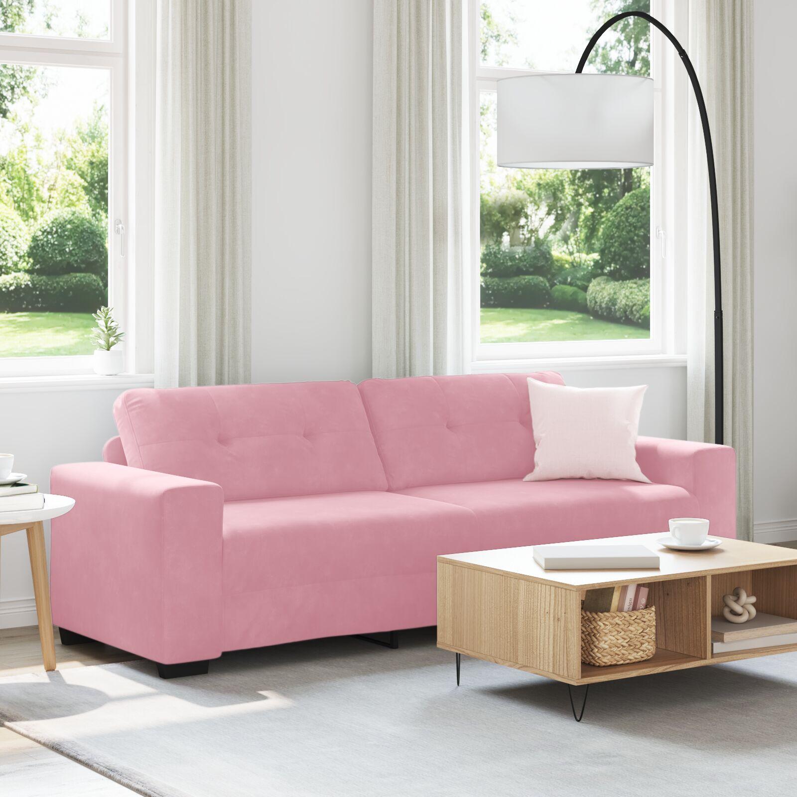 3-personers sofa med pude Lyserød Fløjl