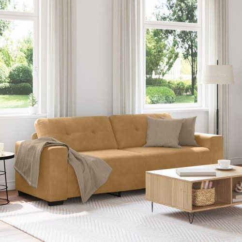 Brun Fløjl Fløjl, Træ, Skum 180 cm bred Aftagelige Betræk Sofa