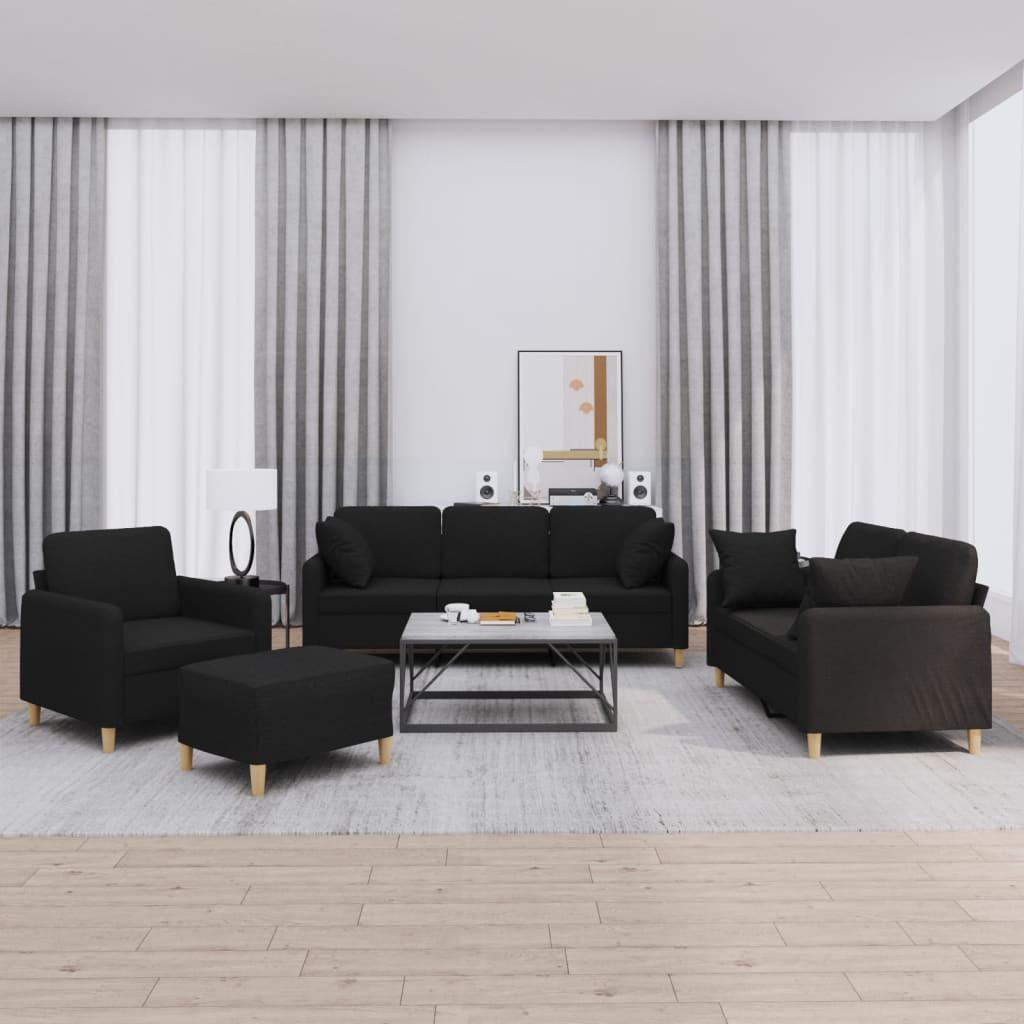 SofasÃ¦t 4 dele med puder stof sort