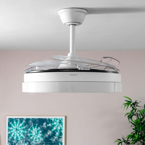 Loftsventilator med LED-lys og 4 foldbare vinger Keteez Hvid 72 W Ø49-104 cm