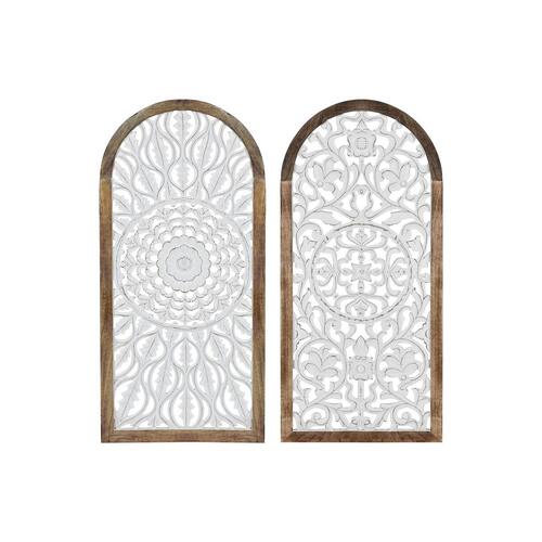 Vægdekoration Home ESPRIT Hvid Natur Mandala Araber 45 x 3,3 x 95 cm (2 enheder)