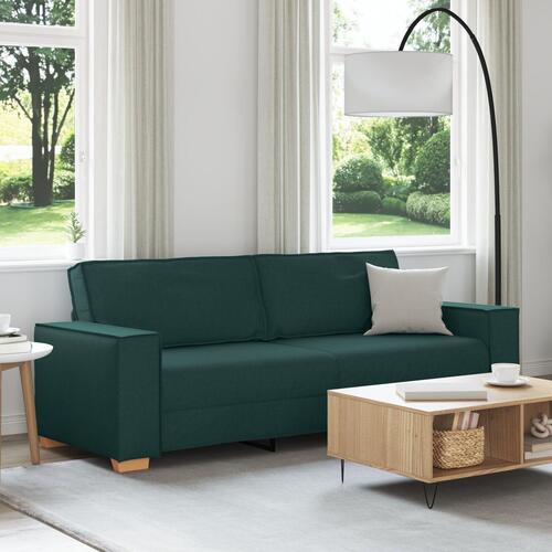 Sofa Stole Lys Grå 59 cm Stof Mørkegrøn Polyester, Træ 180 cm bred