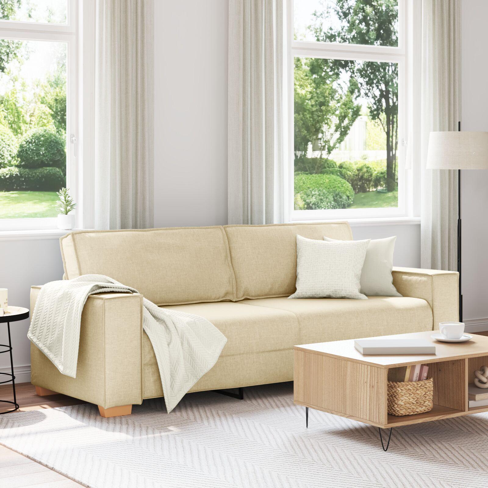 3-personers sofa med pude Creme 220 x 78 x 84 cm Stof