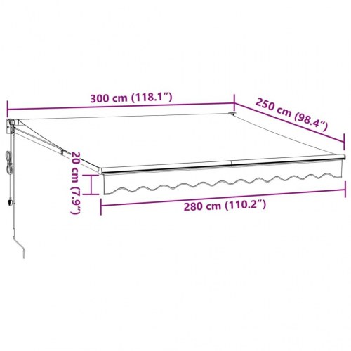 Markise med automatisk betjening 300 x 250 cm - brun