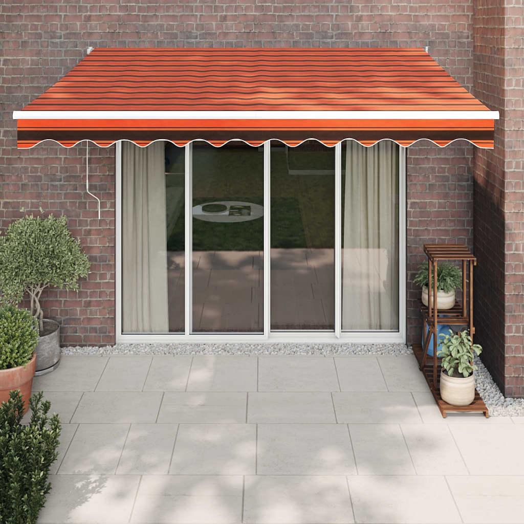Foldemarkise 3x2,5 M Automatisk Betjening Blå og Hvid - orange og brun / 3.5 x 2.5 m