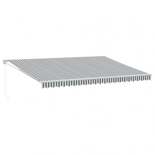 Foldemarkise 5 × 3 m - stof og aluminium, antracitgrå/hvid