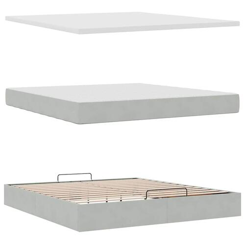 Osmannisk sengeramme med madrasser 160x200 cm fløjl lysegrå