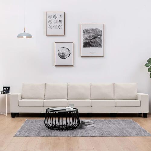 5-personers sofa stof cremefarvet