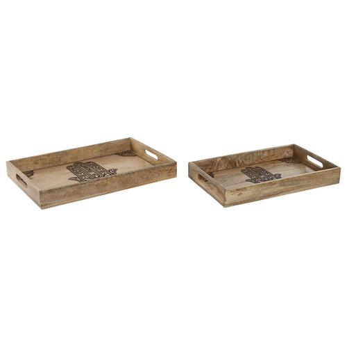 Bakkesæt Home ESPRIT Natur Mangotræ 43,5 x 27 x 5,5 cm (2 enheder)
