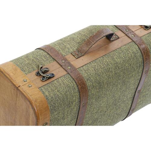 Sæt med kister Home ESPRIT Grøn Træ Lærred Tropisk 60 x 24 x 38 cm
