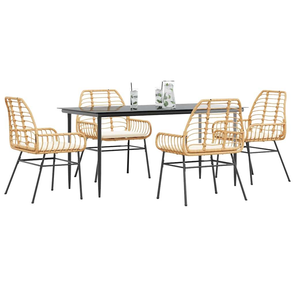 5 Dele Spisebordssæt Til Haven M. Hynder Polyrattan Glas Brun - 4 / Ja / 160 x 80 x 74 cm