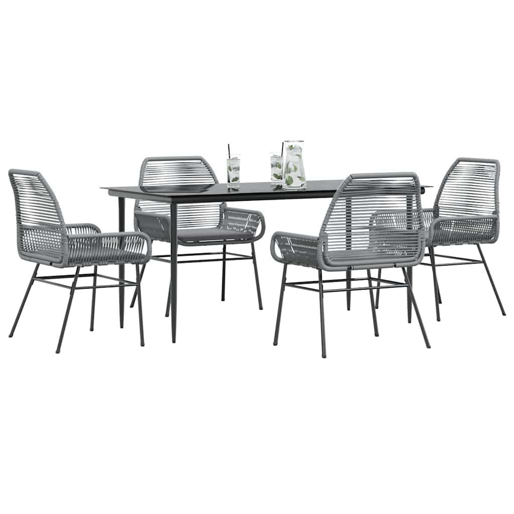 9 Dele Spisebordssæt Til Haven Med Hynder Polyrattan Glas - 4 / Grå / 160 x 80 x 74 cm