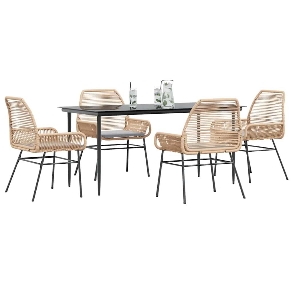 9 Dele Spisebordssæt Til Haven Med Hynder Polyrattan Glas - 4 / Brun / 160 x 80 x 74 cm