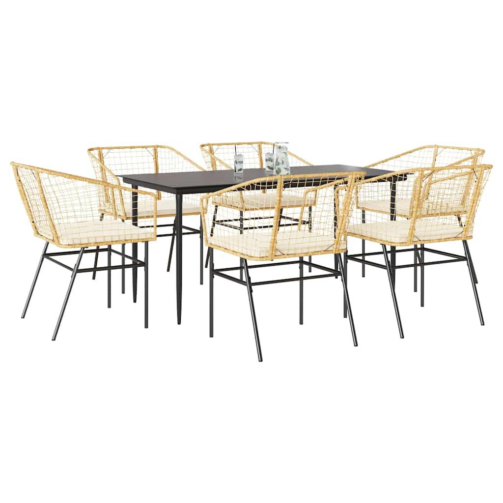 5 Dele Spisebordssæt Til Haven M. Hynder Polyrattan Glas Brun - 6 / Ja / 160 x 80 x 74 cm