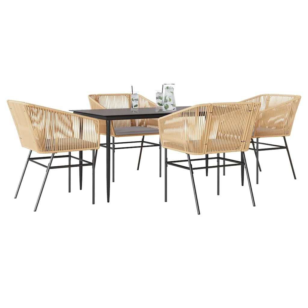 Spisebordssæt Til Haven Med Hynder Polyrattan Glas - 4 / Brun / 160 x 80 x 74 cm
