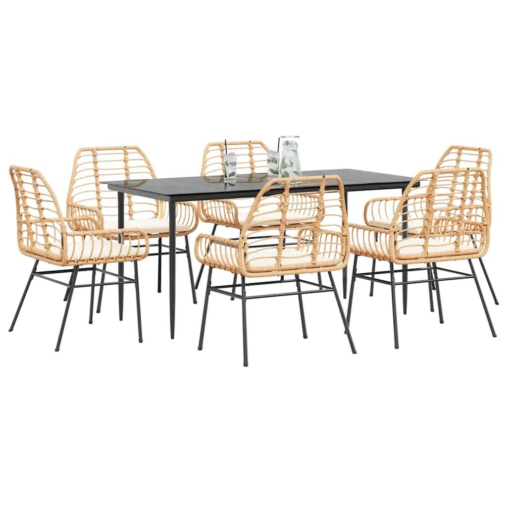 5 Dele Spisebordssæt Til Haven M. Hynder Polyrattan Glas Brun - 6 / Ja / 160 x 80 x 74 cm