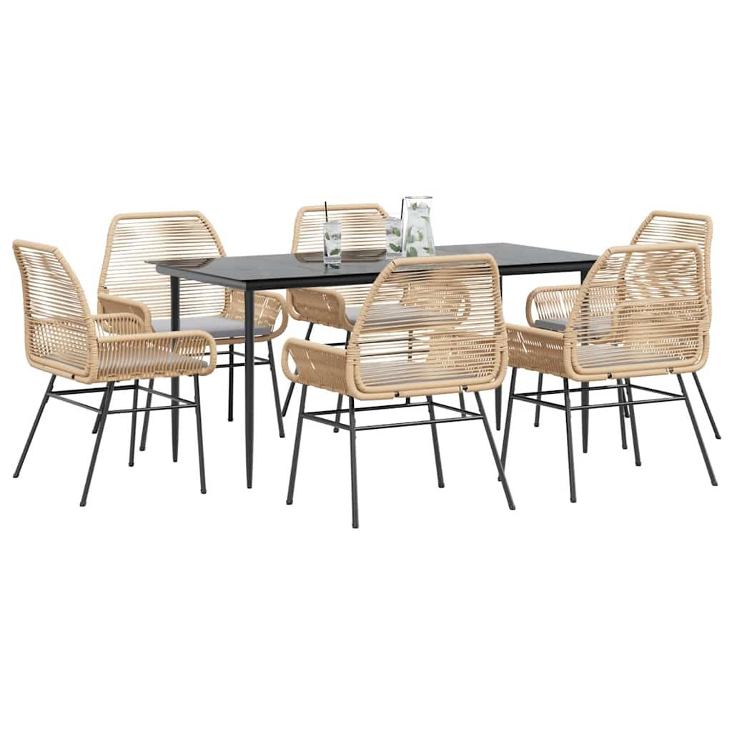 9 Dele Spisebordssæt Til Haven Med Hynder Polyrattan Glas - 6 / Brun / 160 x 80 x 74 cm
