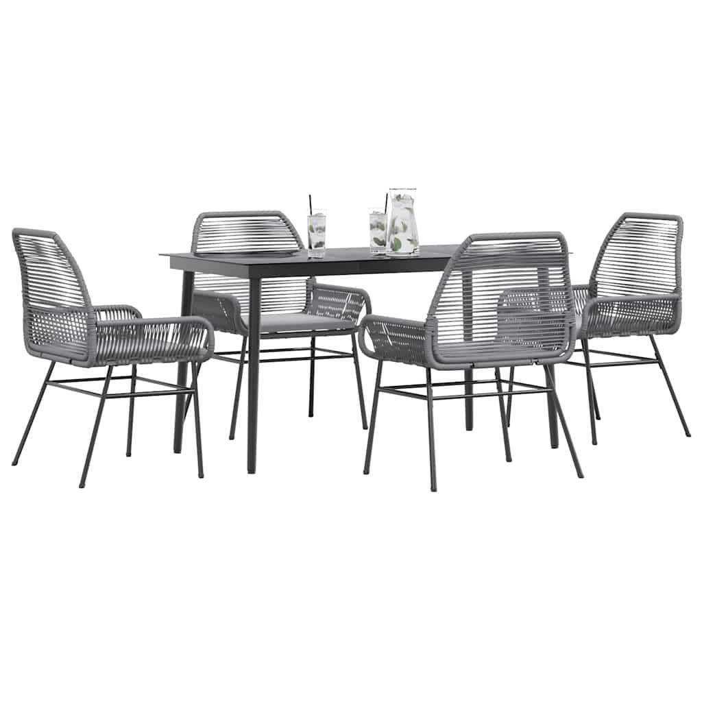 9 Dele Spisebordssæt Til Haven Med Hynder Polyrattan Glas - 4 / Grå / 140 x 70 x 74 cm