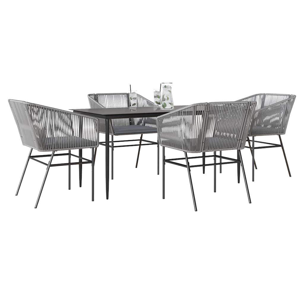 Spisebordssæt Til Haven Med Hynder Polyrattan Glas - 4 / Grå / 160 x 80 x 74 cm