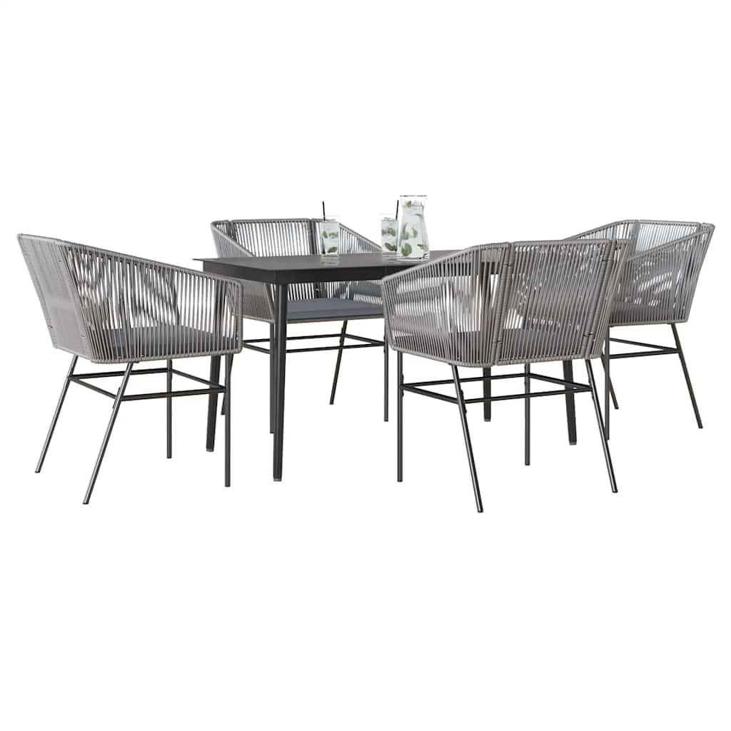 7 Dele Spisebordssæt Til Haven M. Hynder Polyrattan Glas - 4 / Grå / 140 x 70 x 74 cm